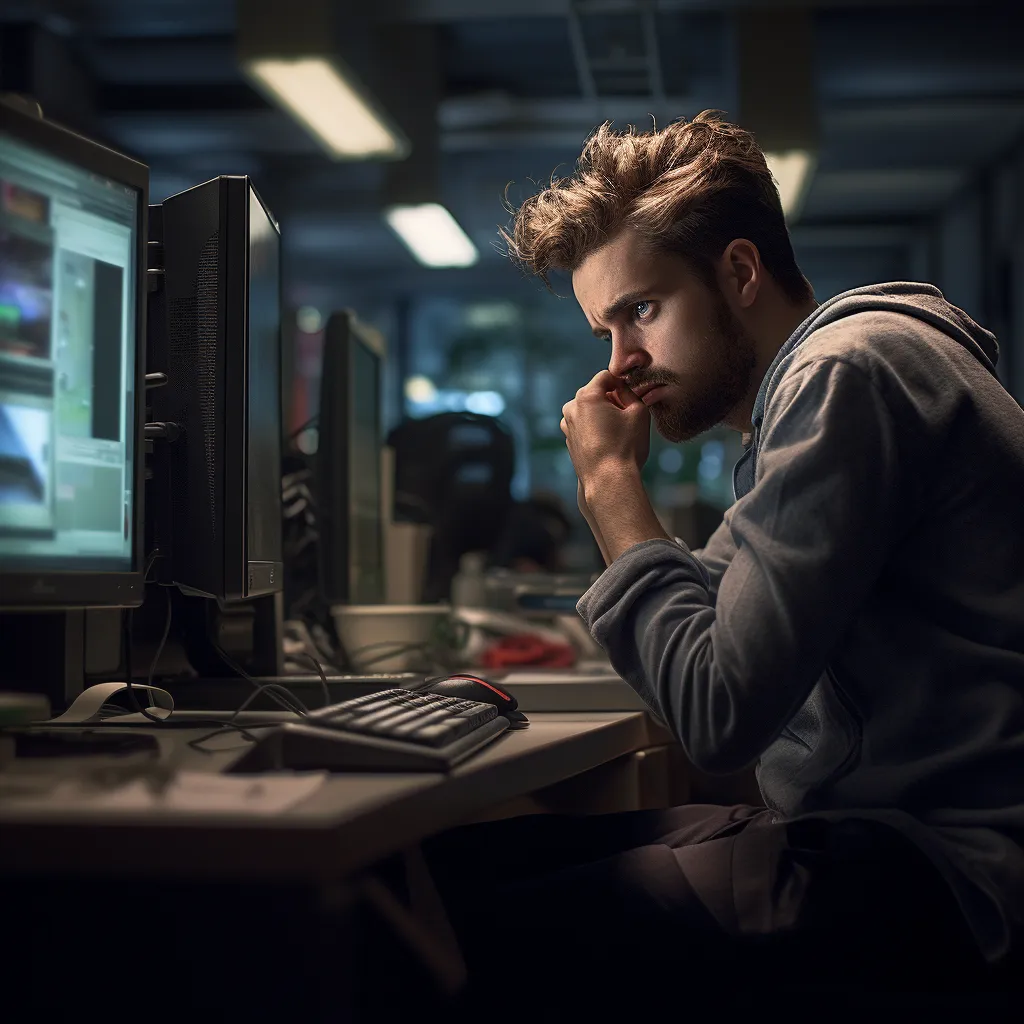NFCOM - Homme travaillant sur un ordinateur dans un open space - Choix Fibre Optique